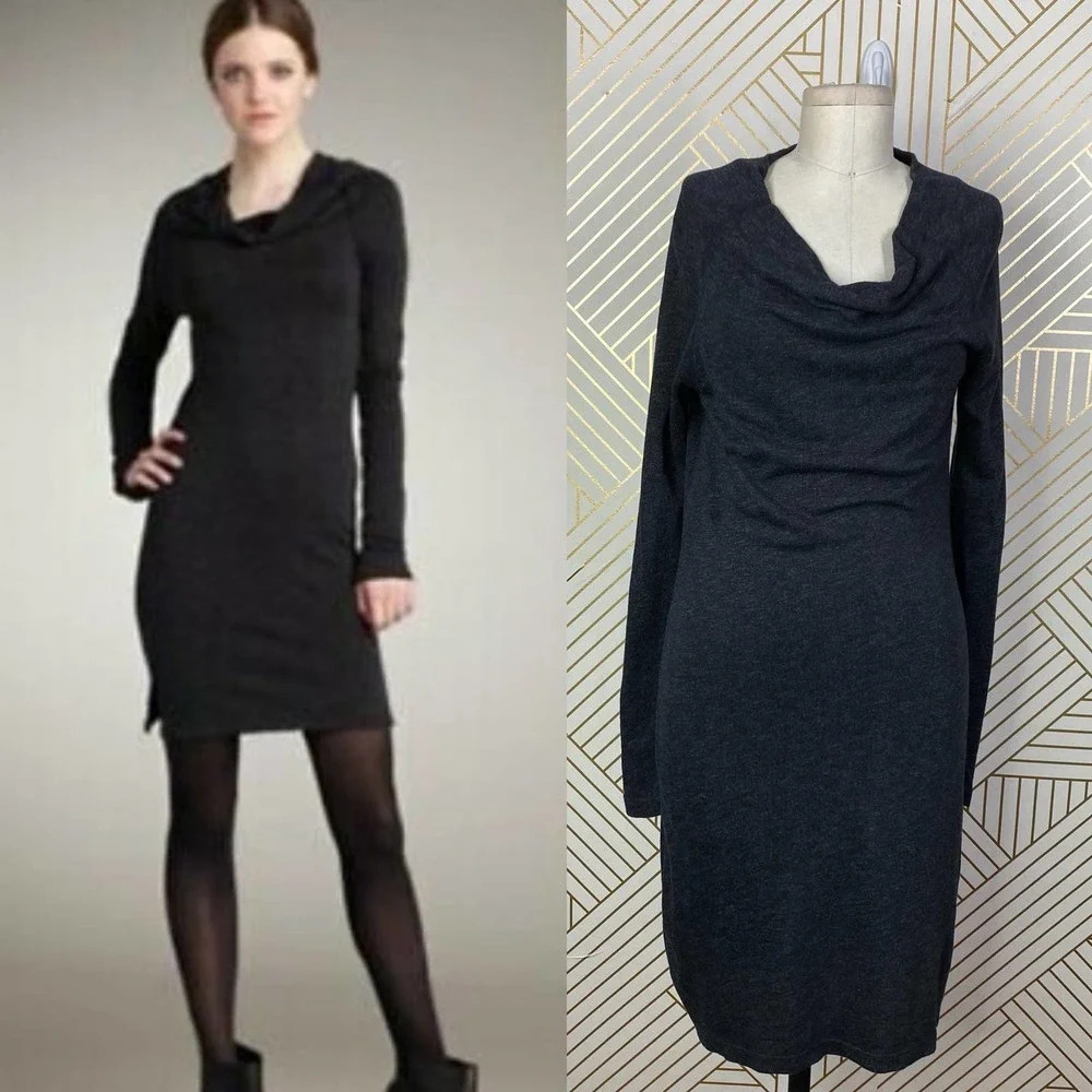JAMES PERSE Cowl Neck Dress Heathered Black